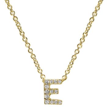 Letter "E" Diamond set initial Necklace set in 14KT Yellow Gold Gold 0.05 ct UNNK4577E-Y45JJ-IGCD