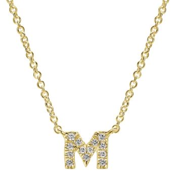 Letter "M" Diamond set initial Necklace set in 14KT Yellow Gold Gold 0.04 ct UNNK4577M-Y45JJ-IGCD
