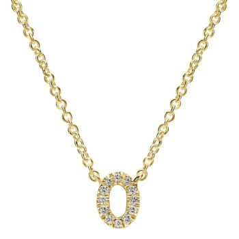 Letter "O" Diamond set initial Necklace set in 14KT Yellow Gold Gold 0.05 ct UNNK4577O-Y45JJ-IGCD