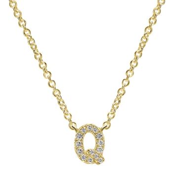 Letter "Q" Diamond set initial Necklace set in 14KT Yellow Gold Gold 0.06 ct UNNK4577Q-Y45JJ-IGCD