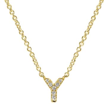 Letter "Y" Diamond set initial Necklace set in 14KT Yellow Gold Gold 0.04 ct UNNK4577Y-Y45JJ-IGCD
