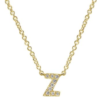 Letter "Z" Diamond set initial Necklace set in 14KT Yellow Gold Gold 0.04 ct UNNK4577Z-Y45JJ-IGCD