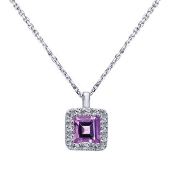 14kt White Gold Amethyst Diamond halo pendent with a total weight of 0.66ct UNNK653W44AM-IGCD