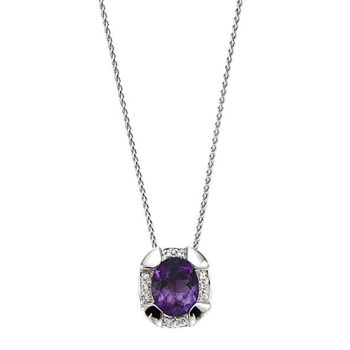 14kt white gold diamond halo Amethyst pendent with a total weight of 2.61ct UNNK872W44AM-IGCD