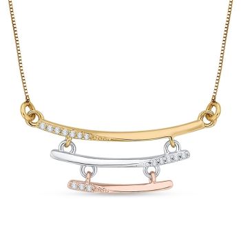 0.06ct Necklace Three lines With Round Diamonds G-H SI 10KT White/Rose/Yellow Gold