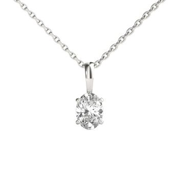 0.30ct Oval Diamond Solitaire Pendant with 18 inch Lobster claw chain | HI-VS 14K Gold