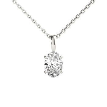 0.50ct Oval Diamond Solitaire Pendant with 18 inch Lobster claw chain | FG-VS 18K Gold