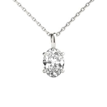 0.70ct Oval Diamond Solitaire Pendant with 18 inch Lobster claw chain | HI-VS 14K Gold