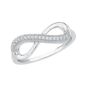0.06ct Infinity Ring With Round Brilliant Diamond G-H SI In 10KT White Gold 