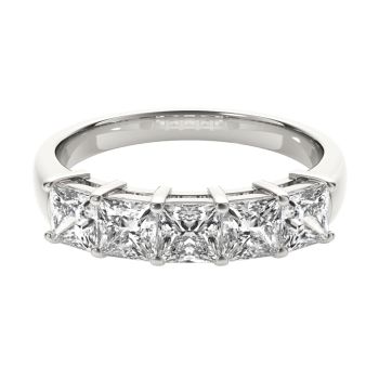 2.50ct 5 stone Gallery Ring - Princess Cut Diamond Band set in White, Rose,Yellow Gold or Platinum | HI-VS