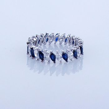 SAPPHIRE AND DIAMOND ETERNITY RING SET IN 18KT WHITE GOLD R-IDJ-00311