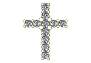 0.35ct Round Brilliant Cut Diamond Cross 18inch chain 14kt white gold