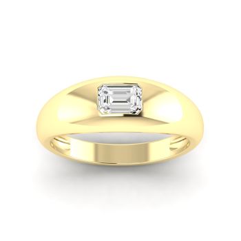 0.50Ct 14Kt Gold Lab Grown Emerald Cut Diamond Domed Ring