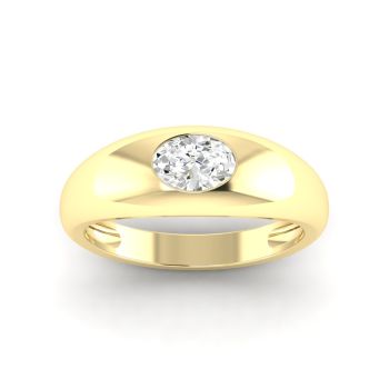0.50Ct 14Kt Gold Lab Grown Oval Cut Diamond Domed Ring