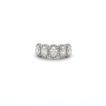 Lab Grown 2.3ctw 5 Stone Oval Halo Band