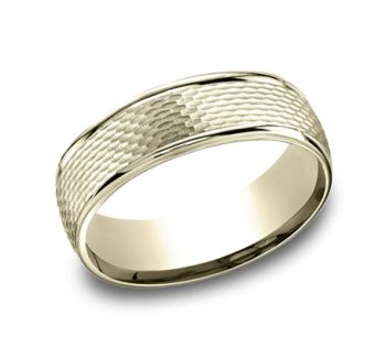 7.5mm Comfort fit beautiful messh pattern high Polish Ed round edges In 14K Yellow Gold RECF8754714KY-IBMD
