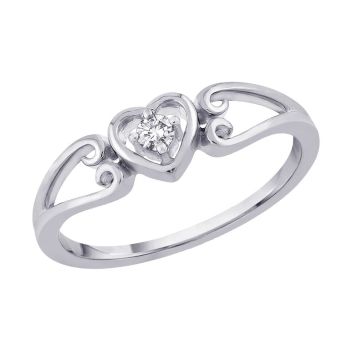 0.05ct Heart Shape With Diamond Ring G-H SI In 10KT White Gold 