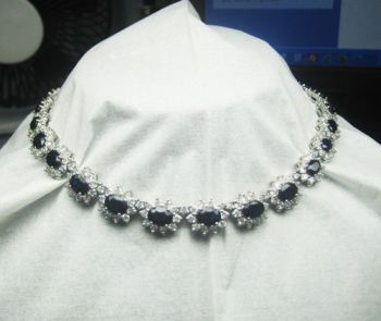 30.20CT F SI1 Diamond and Sapphire Necklace in 18K White Gold -IDJ011393