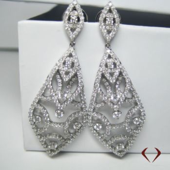 1.55CTW Round Cut Diamond Earrings F SI In 18K White Gold/IDJ11102