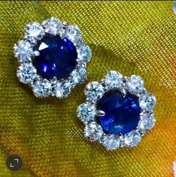sapphire studs earrings with diamonds jackets