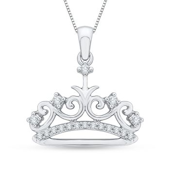 0.13ct Crown Pendant  With Diamond In 10KT White Gold 