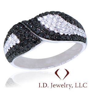 1.04CTW White and Black Diamond Ring in 18K White Gold /IDJ8703