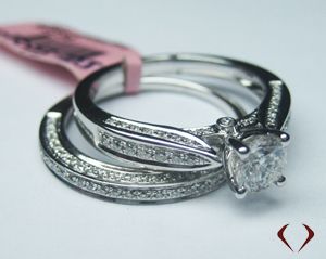 14K White Gold Channel Set Diamond Bridal Set With Center Diamond /IDJ8852