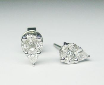Illusion Set Diamond Earrings in 18K White Gold  /IDJ9140