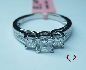 Radiant Cut Engagement Ring With Princess Cut Diamond In Channel Setting On Shank /IDJ10048