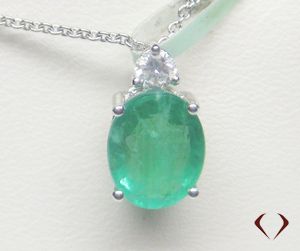 2.00CT F SI Emerald and Diamond Pendant in 14KT With Chain -IDJ011560  