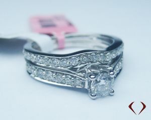 1.00CT Diamond Bridal Ring Set G SI in 14K White Gold -IDJ012362