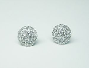 Flower Design Diamond Stud Earrings Set IN 14KT White Gold/IDJ13106