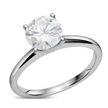 Sofia 4 Prong Tapered Solitaire - D Color Moissanite Solitaire Ring - Set in 14K White/Yellow Gold - Choose Your Size