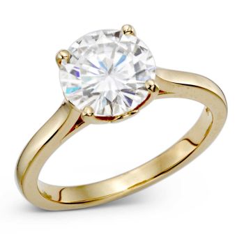 Sparkles 4 Prong - D Color Moissanite Solitaire Ring - Set in 14K White/Yellow Gold - Choose Your Size
