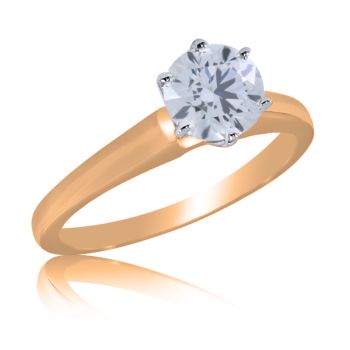 Traditional Six Prong Round Solitaire Mounting In 14K Rose Gold - SR 107-R-IJRD