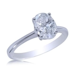 14K White Gold Traditional Solitaire Setting for an Oval Diamond SR700-IJRD