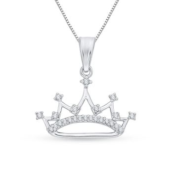 0.12ct Crown Pendant With Round Diamond In 10KT White Gold  /PE0871T-25W