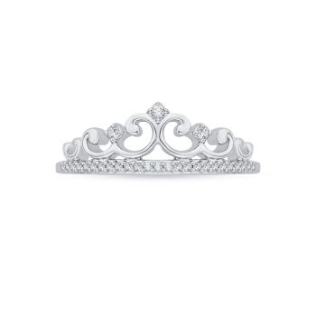0.10ct Crown Pendant  With  Round Diamond G-H SI  In 10KT White Gold