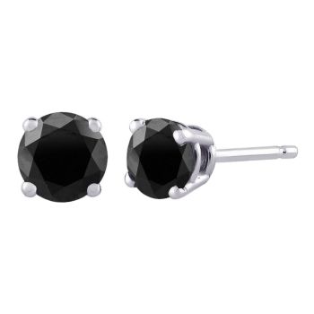 0.55ct  Round  Black Diamond  Earrings Studs SI In 10KT White Gold 