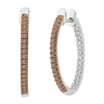 0.33ct Hoop Earrings With Brown Diamond G-H SI in 10K White Gold