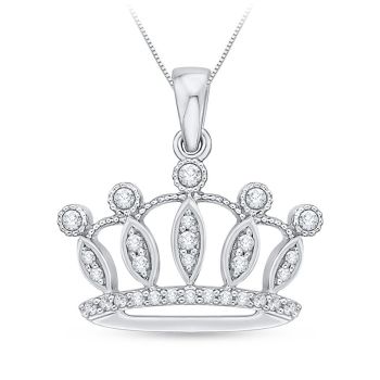 0.16ct Crown Pendant  With Diamond In 10KT White Gold 