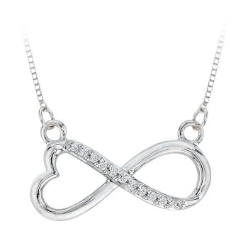 0.05ct Infinity Necklace With Round Diamond G-H SI In Silver