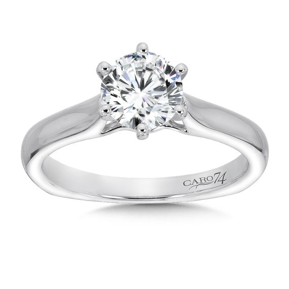 Classic Elegance Six-Prong Round Solitaire Engagement Ring in 14K White Gold with Platinum Head (0.01ct. tw.) /CR285W