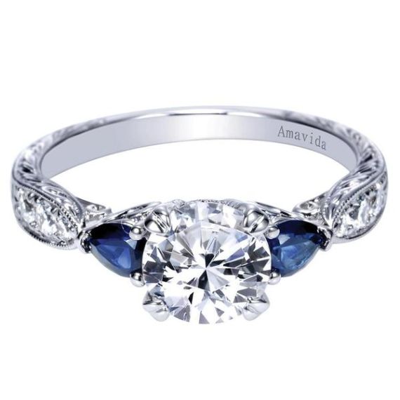 Avrille - 14k White Gold 1.5 Carat Emerald Cut Bypass Sapphire & Natural  Diamond Engagement Ring @ $3950 | Gabriel & Co.