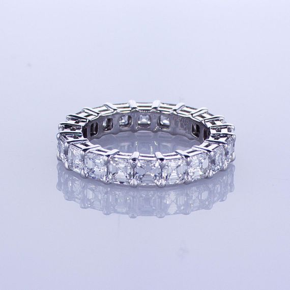 Asscher Cut Diamond Band . Natural Diamond Asscher Diamond Ring . Asscher  Cut Wedding Band 2.8mm . White Yellow Rose 14k 18k Platinum 950