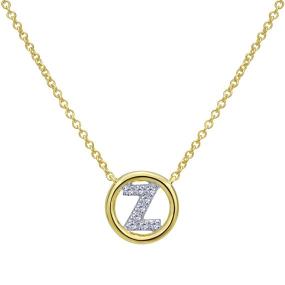 Letter Z Diamond set initial Necklace set in 14KT Yellow Gold Gold 0.06 ct  UNNK4522Z-Y45JJ-IGCD