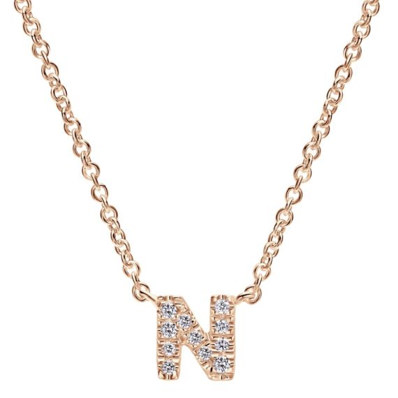 Pave Initial Necklace Letter N Created with Zircondia® Crystals by Philip  Jones Jewellery