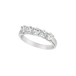 1.00 ct F-G SI1-SI2 Five 5 Stone  Round Cut  Diamond Ring In 14K White Gold R6243W1