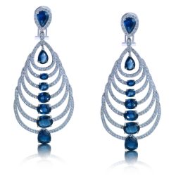 Sapphire and Diamond Chandelier Earrings set in 18KT White Gold 18.30ct B07639ES1S8W-IGCD