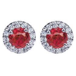 Ruby and Diamond Stud Earrings set in 14KT White gold 0.98ct UNEG11602W45RA-IGCD